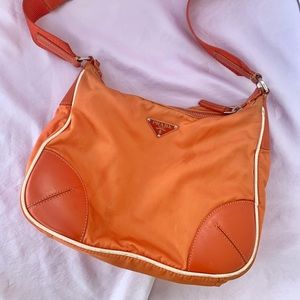 Authentic Prada Orange Nylon Bag/Purse